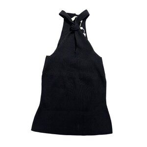 Jonathan Simkhai Andrea Knotted Ribbed-Knit Top in Black